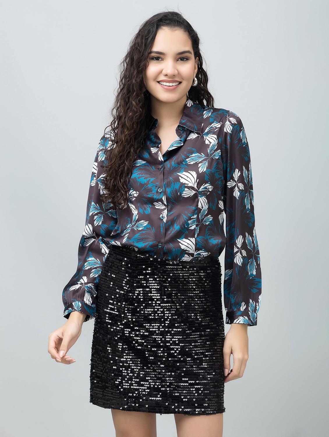 women floral printed long sleeve shirt - 21644617 - Zoom Image - 0