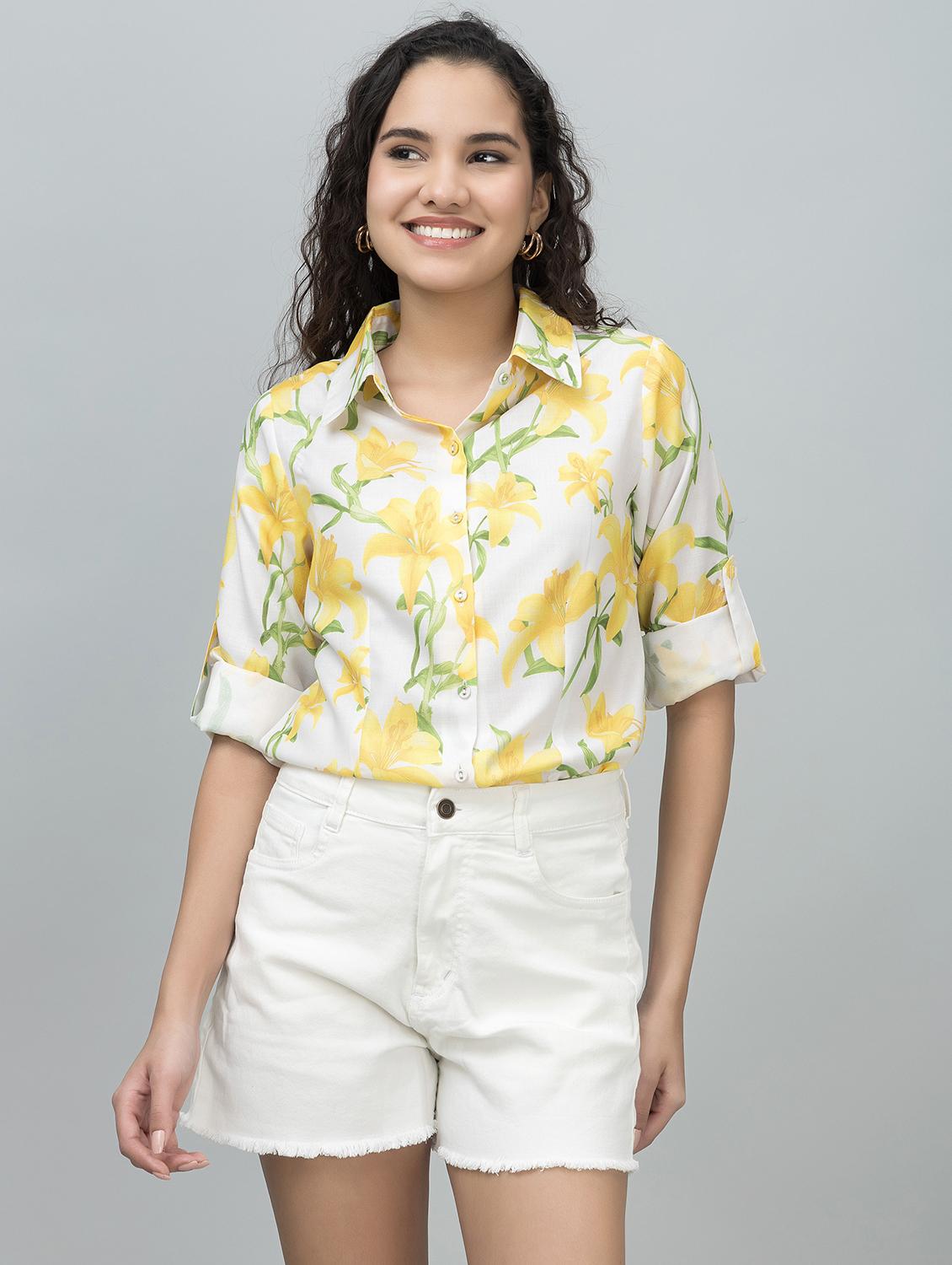 women floral printed long sleeve shirt - 21644619 -  Zoom Image - 0
