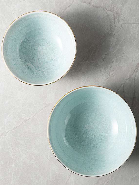 plain light blue pack of 2 porcelain bowl