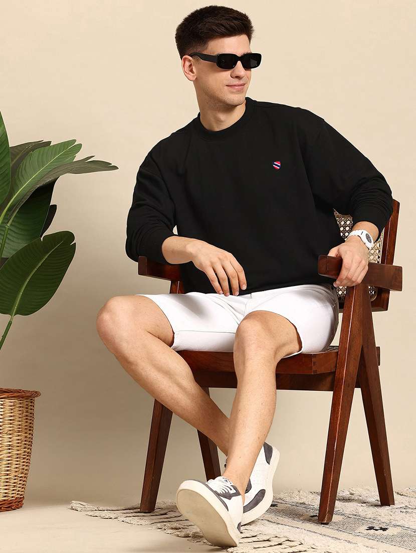 men regular fit plain round neck sweatshirt - 21645012 -  Standard Image - 2