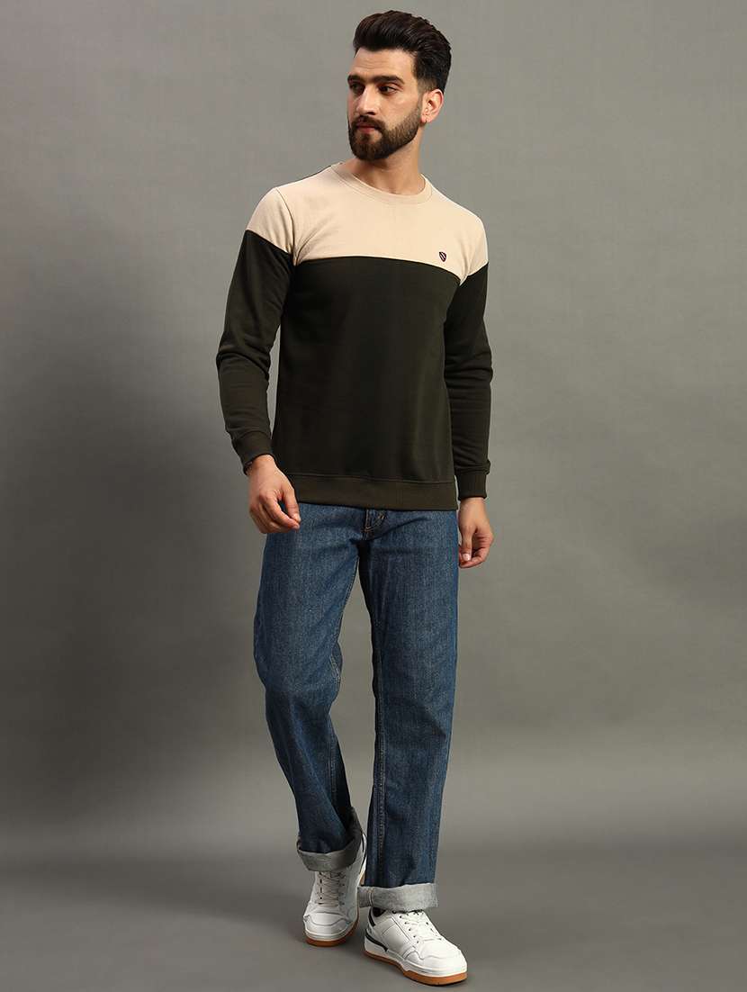 men regular fit color block long sleeve sweatshirt - 21645022 -  Standard Image - 2