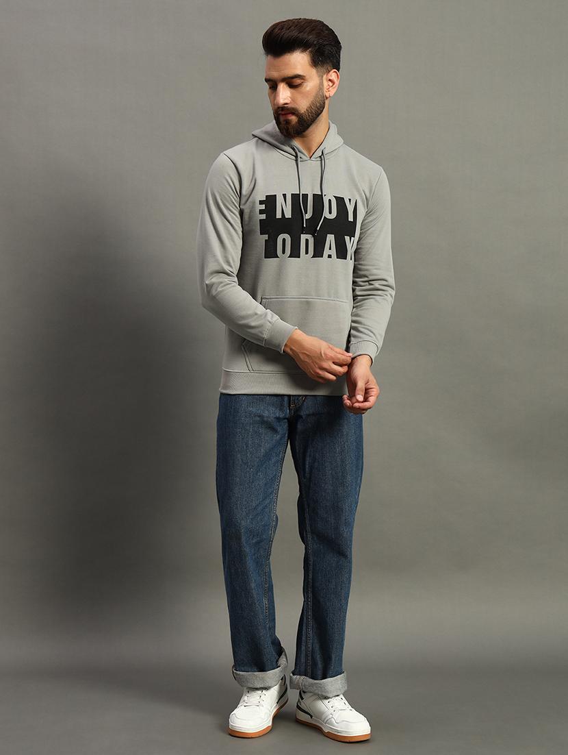 men regular fit chest print hood neck sweatshirt - 21645032 - Standard Image - 2