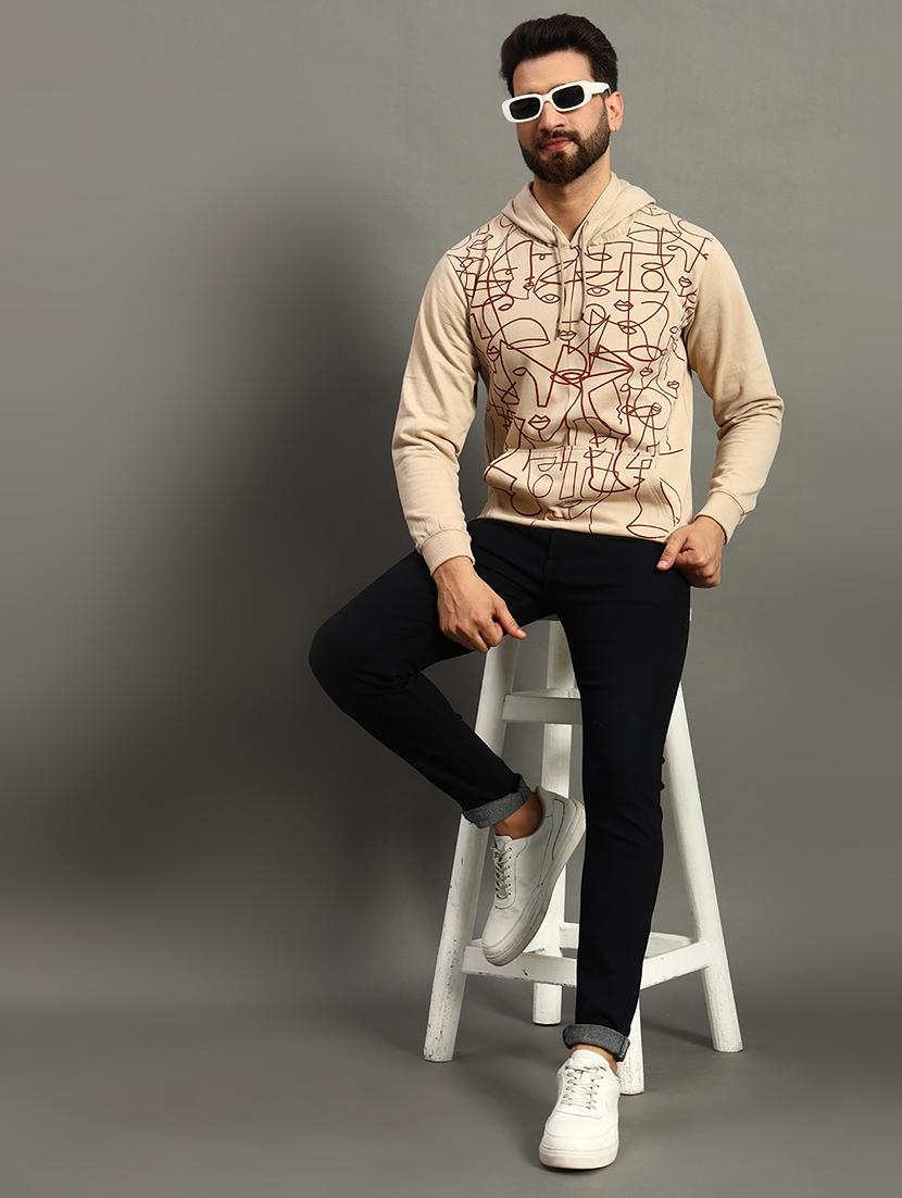 men regular fit front print hood neck sweatshirt - 21645033 - Standard Image - 2