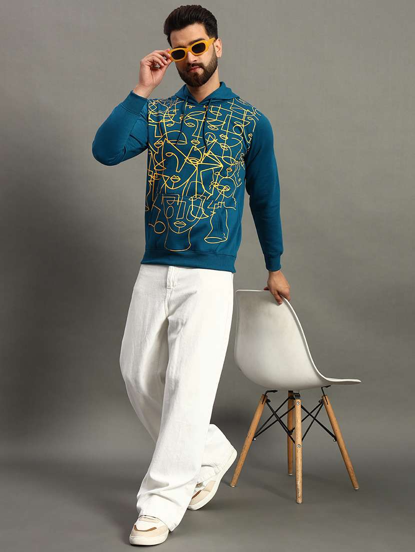 men regular fit front print hood neck sweatshirt - 21645034 -  Standard Image - 2