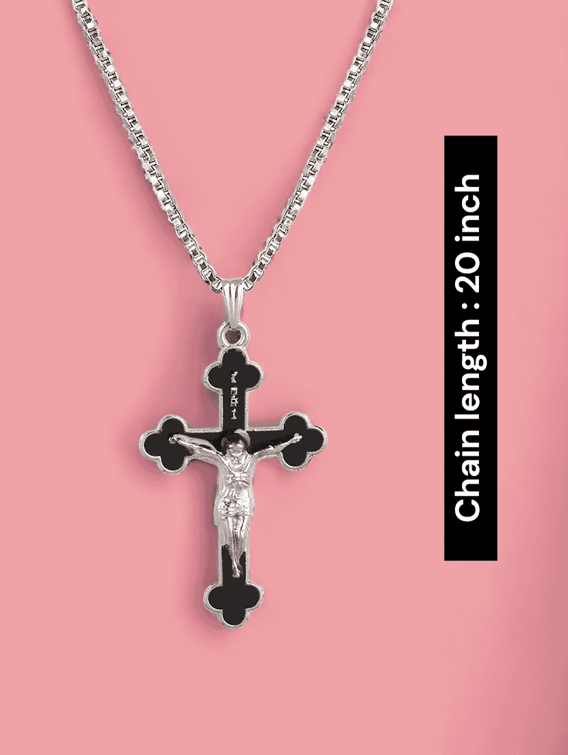 men saint praying jesus cross pendant with chain - 21645073 -  Standard Image - 2