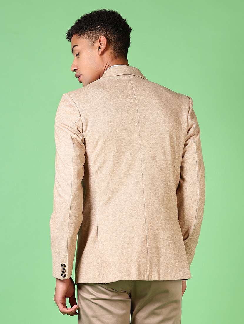 men lapel neck solid single breasted casual blazer - 21645081 -  Standard Image - 2