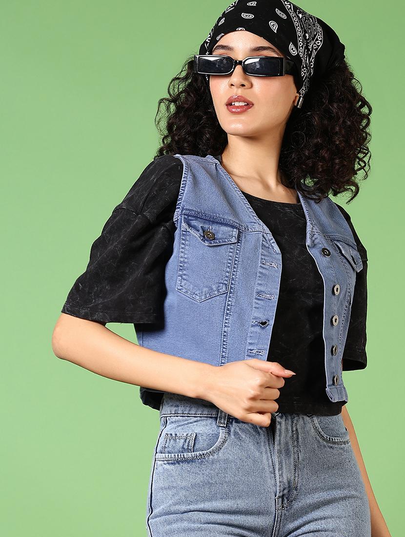 women solid sleeveless crop vest top - 21645098 - Standard Image - 2