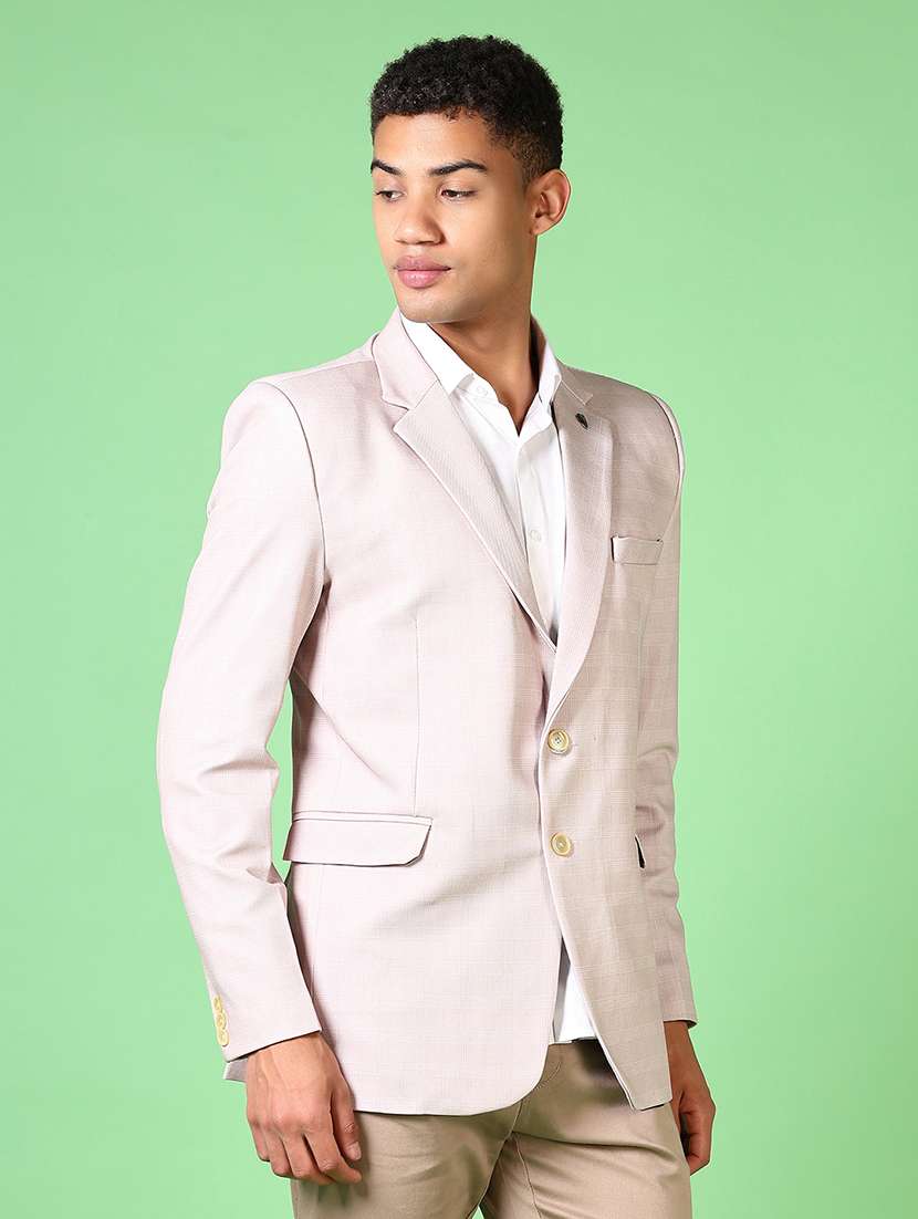 men lapel neck checkered single breasted casual blazer - 21645110 -  Standard Image - 2