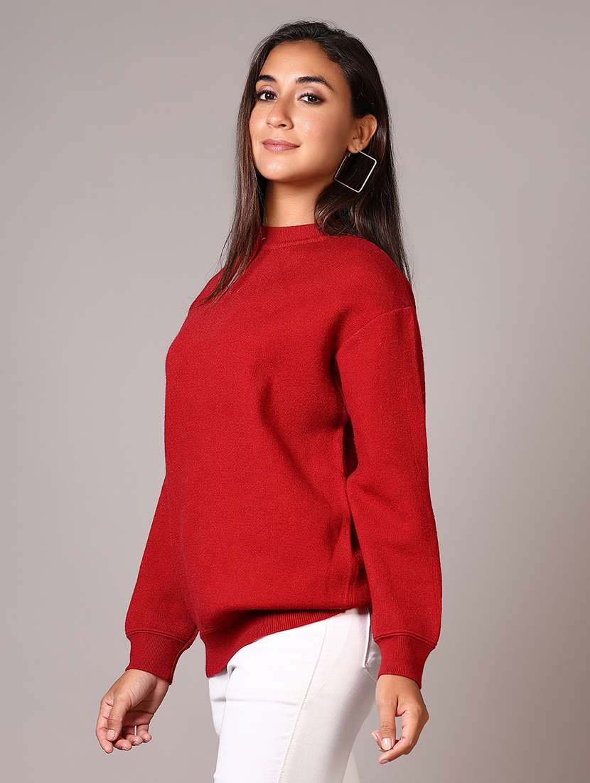 women solid long sleeve pullover - 21645252 -  Standard Image - 2