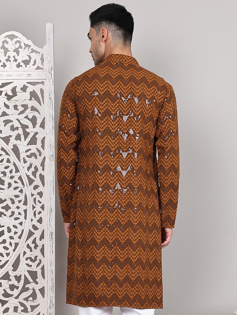 men embroidered long sleeves kurta - 21645326 - Standard Image - 2