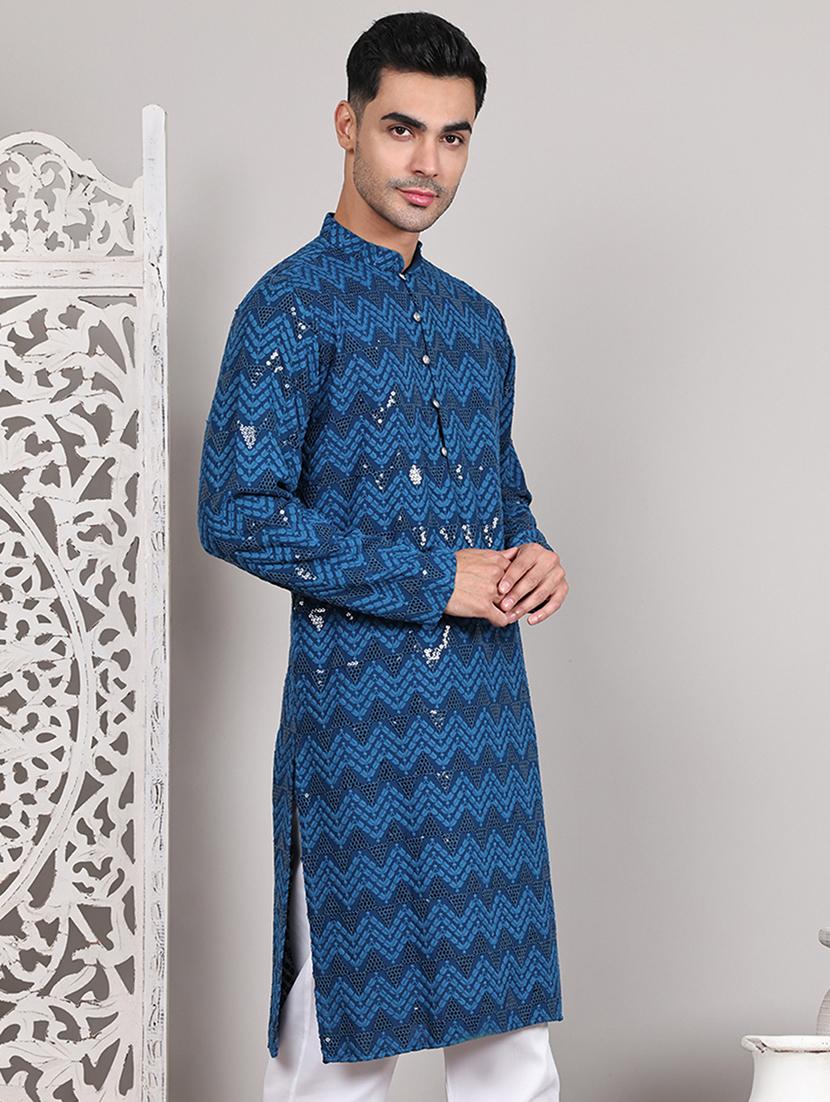 men embroidered long sleeves kurta - 21645328 - Standard Image - 2