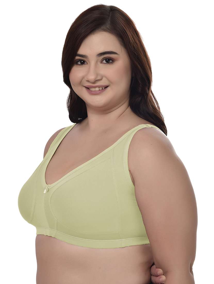women solid lime green lycra plus size bra - 21645337 -  Standard Image - 2