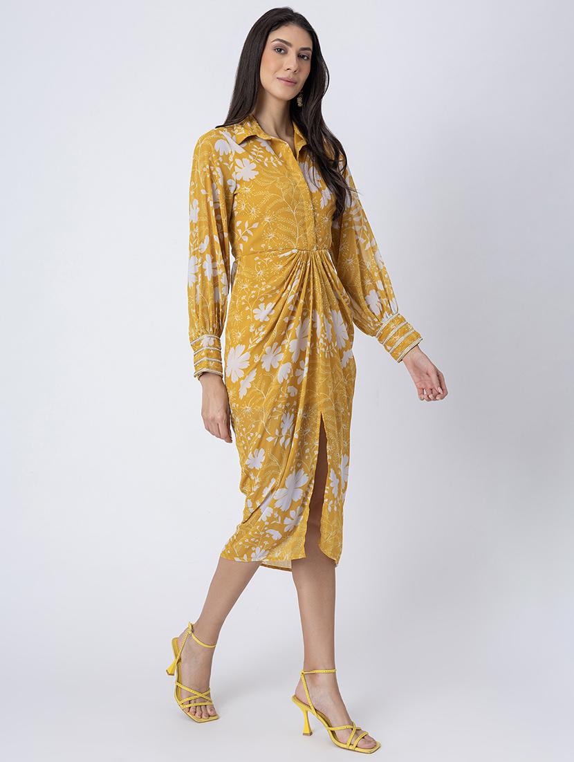 women long sleeves floral printed sheath dress - 21645462 - Standard Image - 2