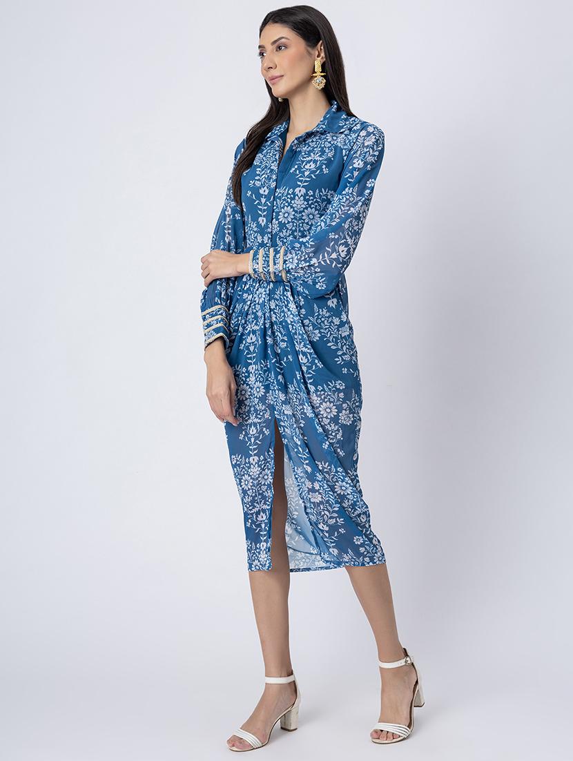 women floral print georgette bodycon dress - 21645464 - Standard Image - 2