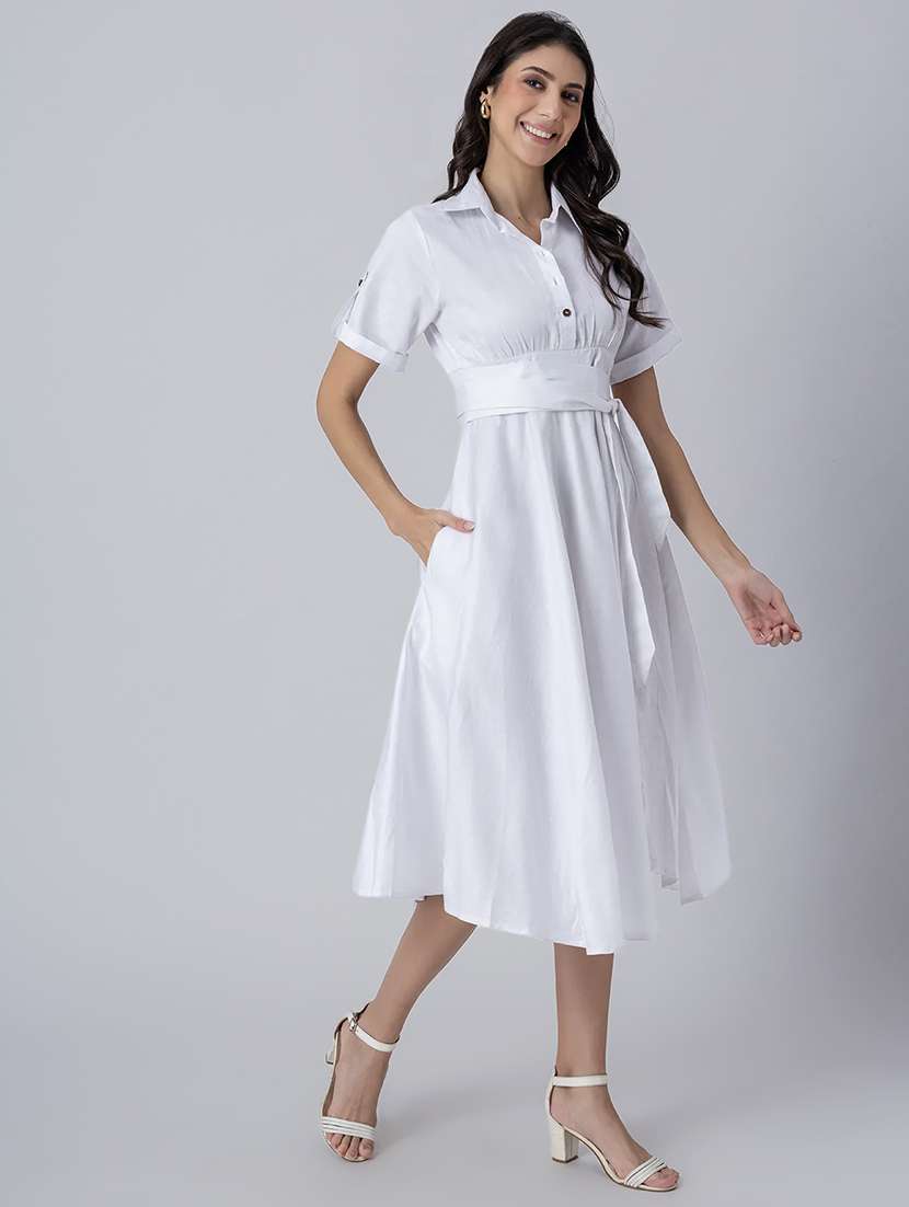 women collared solid asymmetric dress - 21645465 -  Standard Image - 2