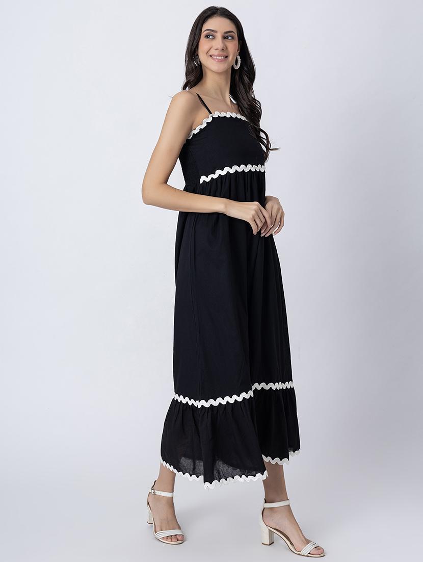 women sqaue neck solid tiered dress - 21645469 - Standard Image - 2