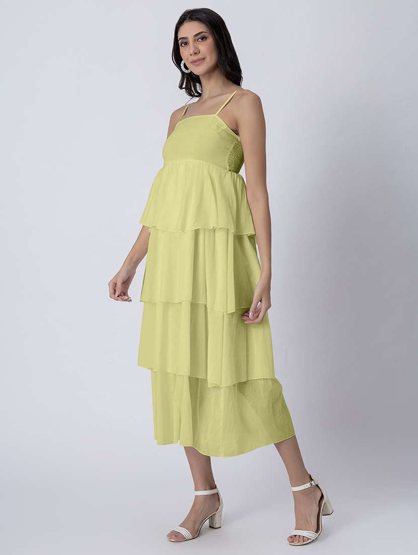 women sqaue neck solid tiered dress - 21645472 - Standard Image - 2