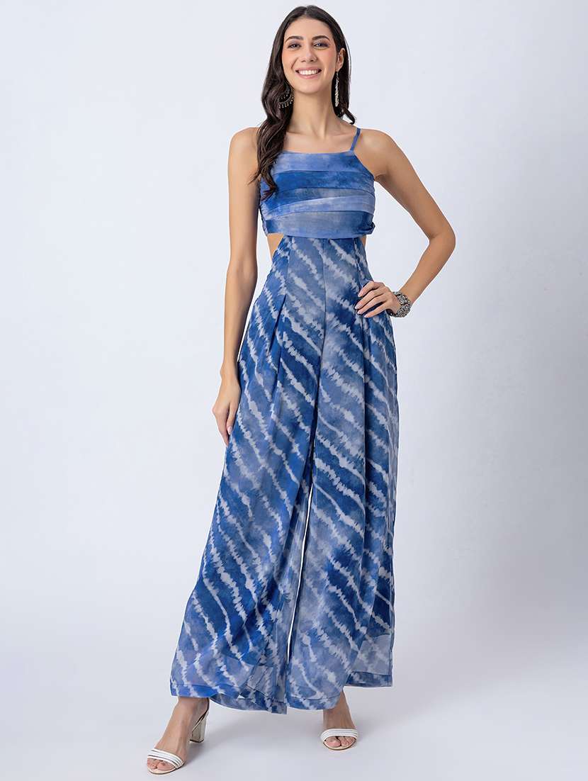 women printed shoulder strap jumpsuit - 21645489 -  Zoom Image - 0