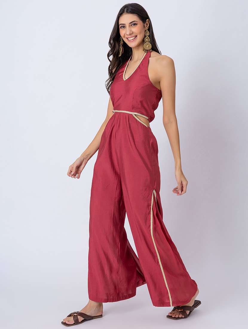 women gota detailed halter neck ethnic jumpsuit - 21645498 -  Standard Image - 2