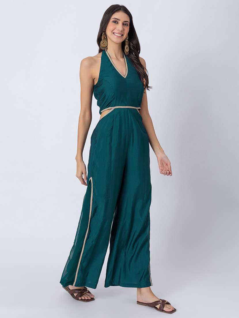 women gota detailed halter neck ethnic jumpsuit - 21645499 -  Standard Image - 2