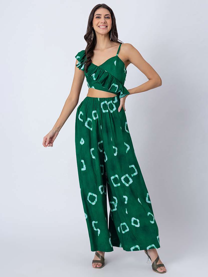 green rayon full leg jumpsuit - 21645500 - Zoom Image - 0