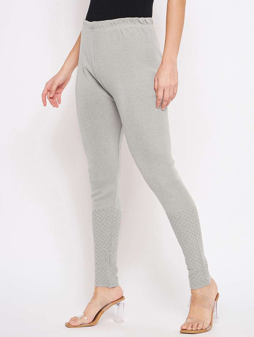 women plain high rise ankle length woolen leggings - 21645547 -  Standard Image - 2