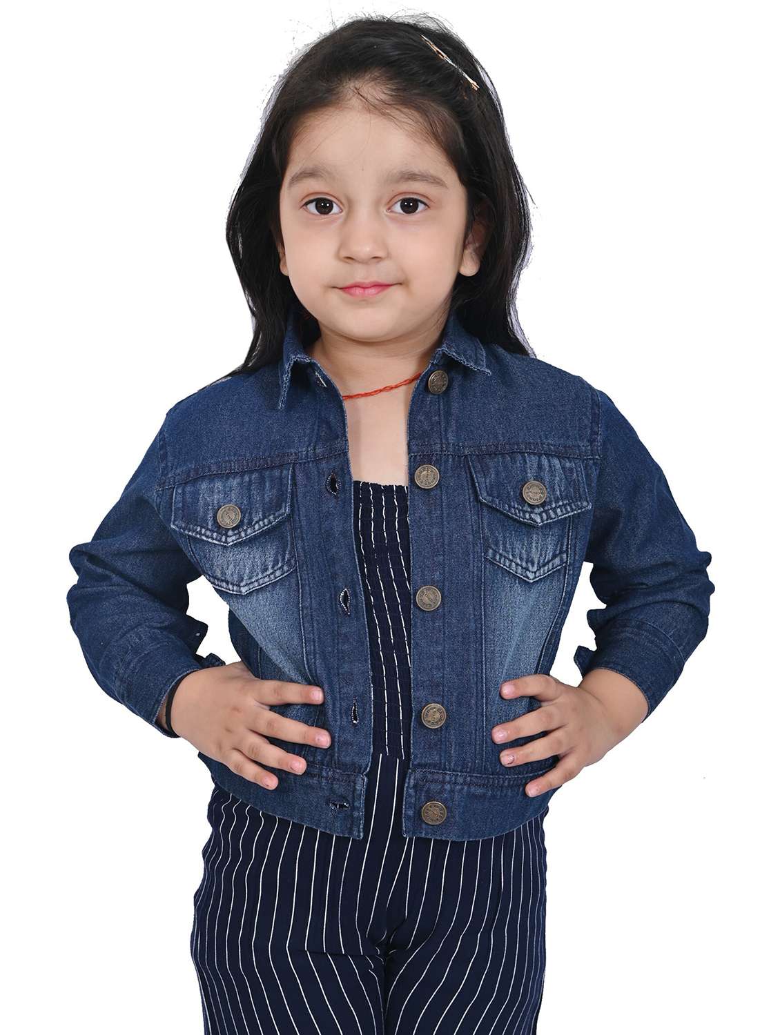 girls blue regular denm jacket