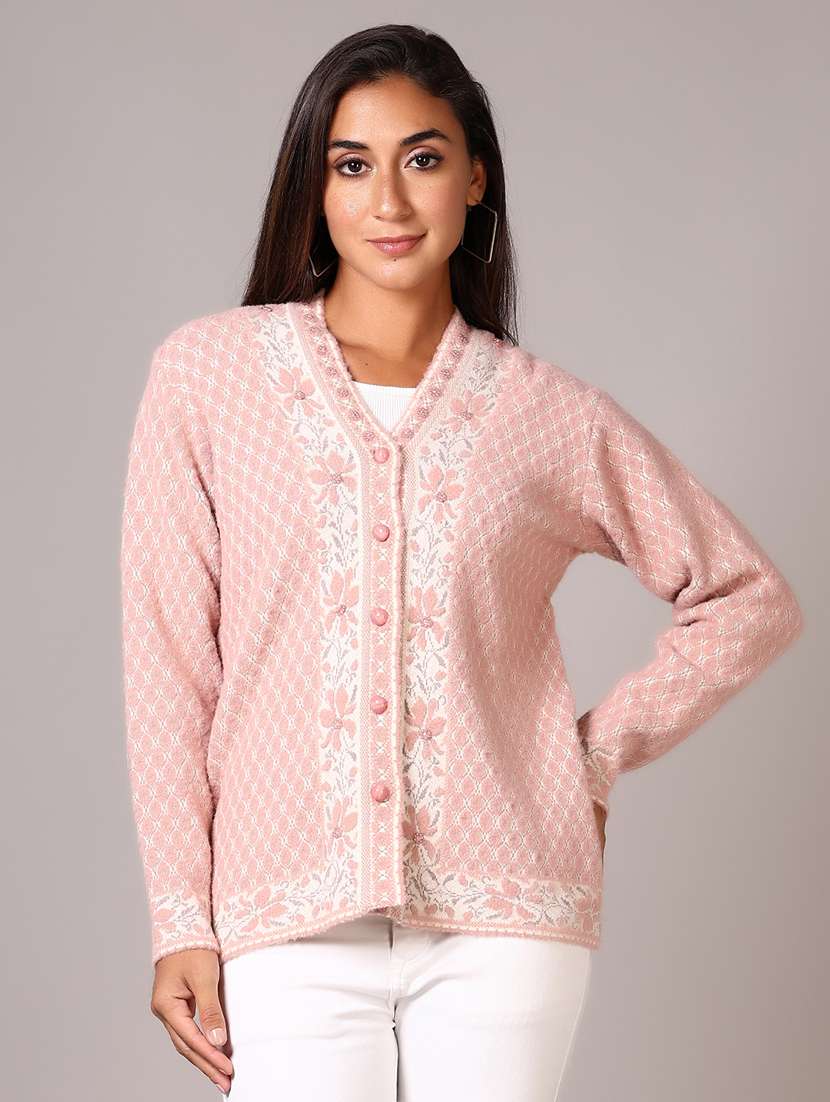 women self designed long sleeves cardigan