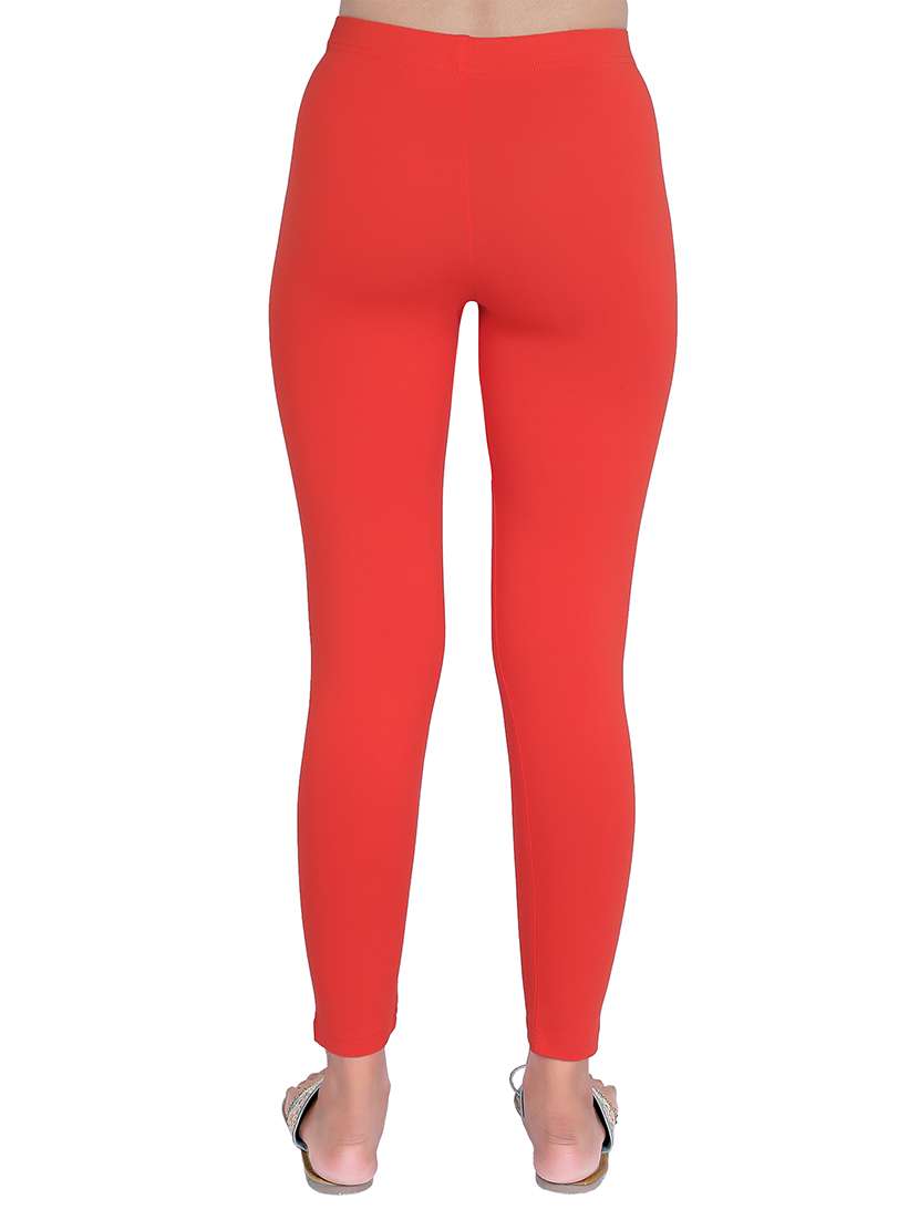 women plain ankle length mid rise leggings - 21645744 -  Standard Image - 2