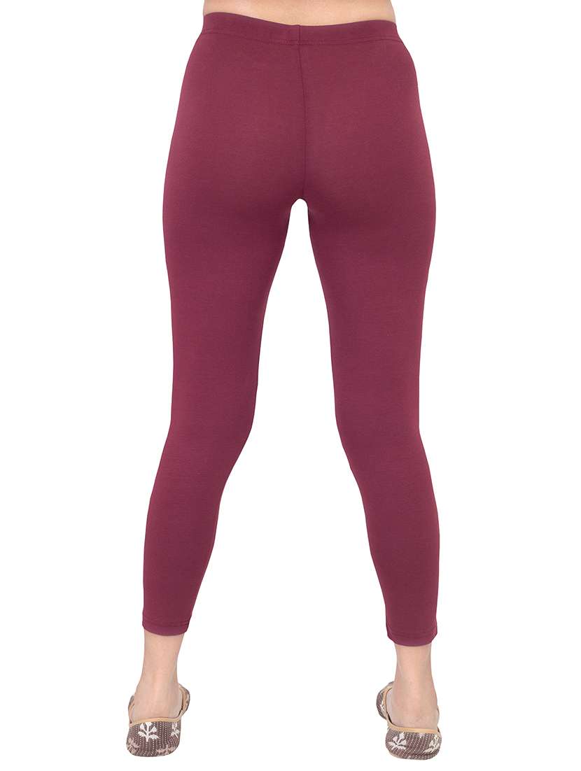 women plain ankle length mid rise leggings - 21645747 - Standard Image - 2