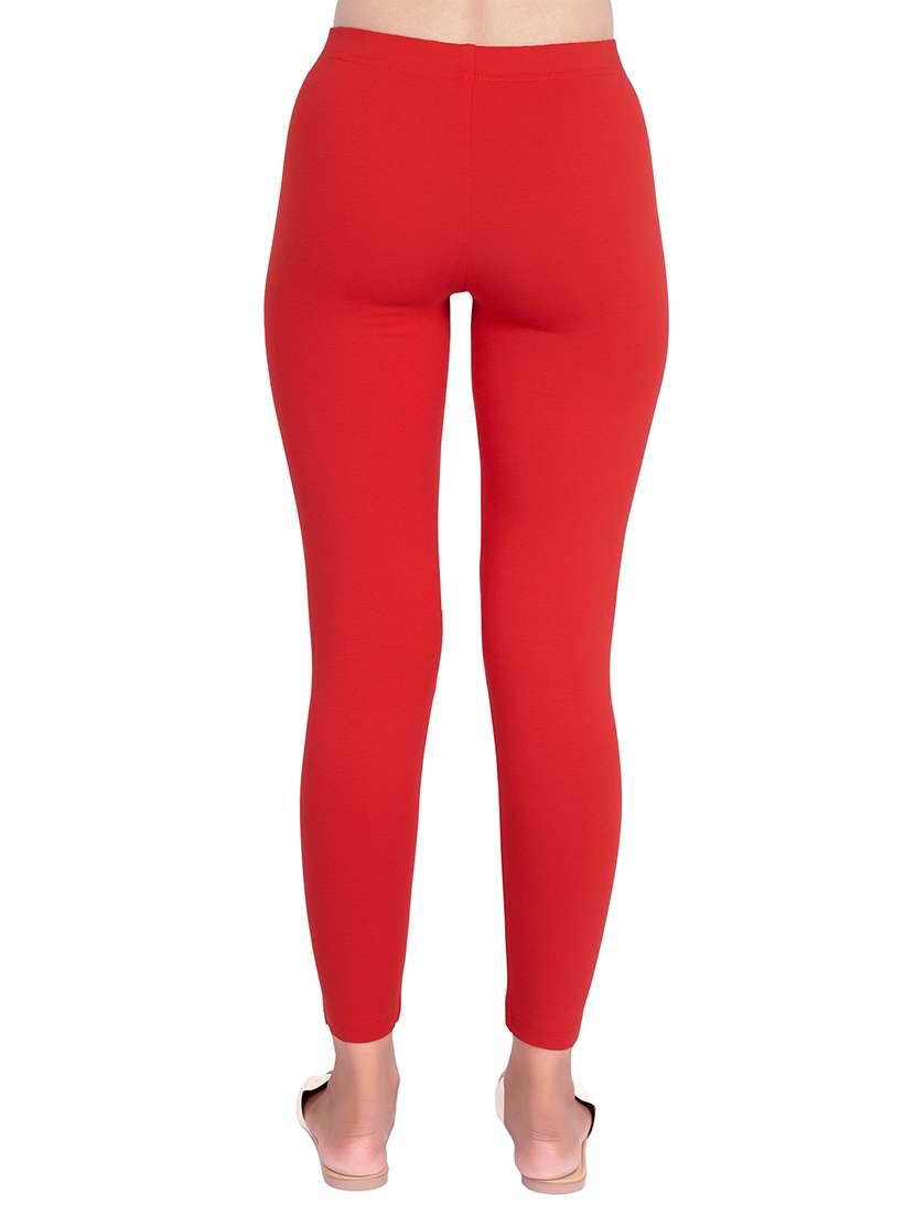 women plain ankle length mid rise leggings - 21645749 -  Standard Image - 2