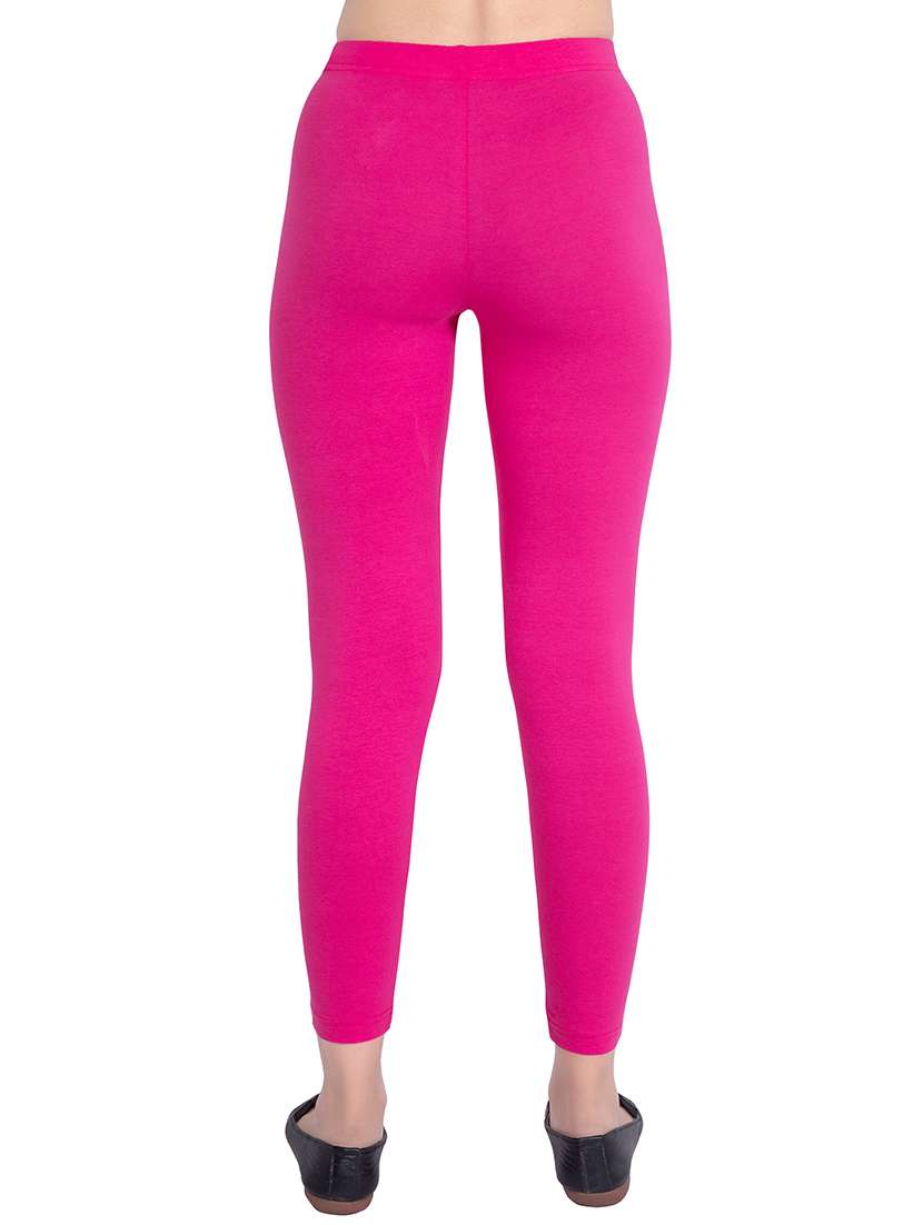 women plain ankle length mid rise leggings - 21645766 - Standard Image - 2