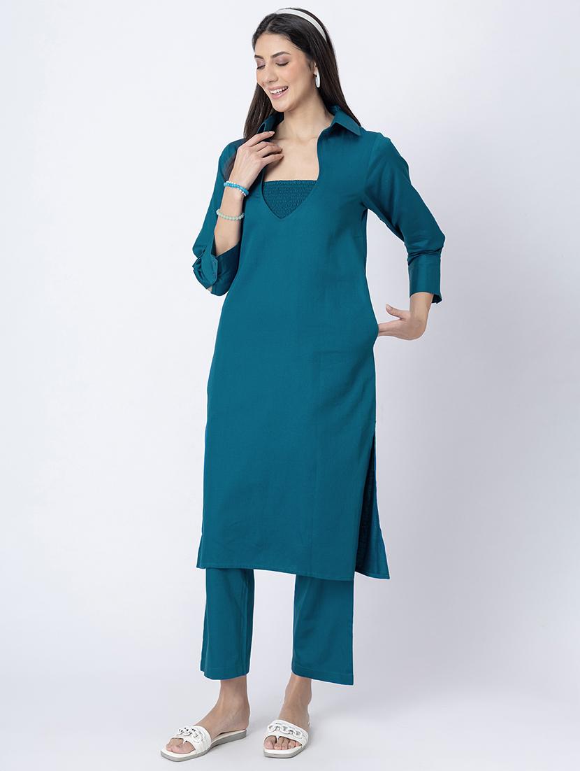 women solid kurta pant set with tube top - 21645792 - Standard Image - 2