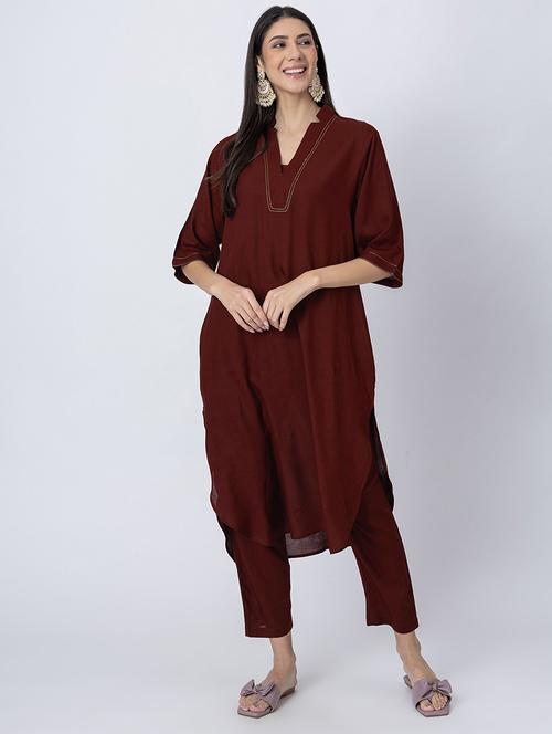women solid mandarin neck straight kurta - 21645810 -  Standard Image - 0
