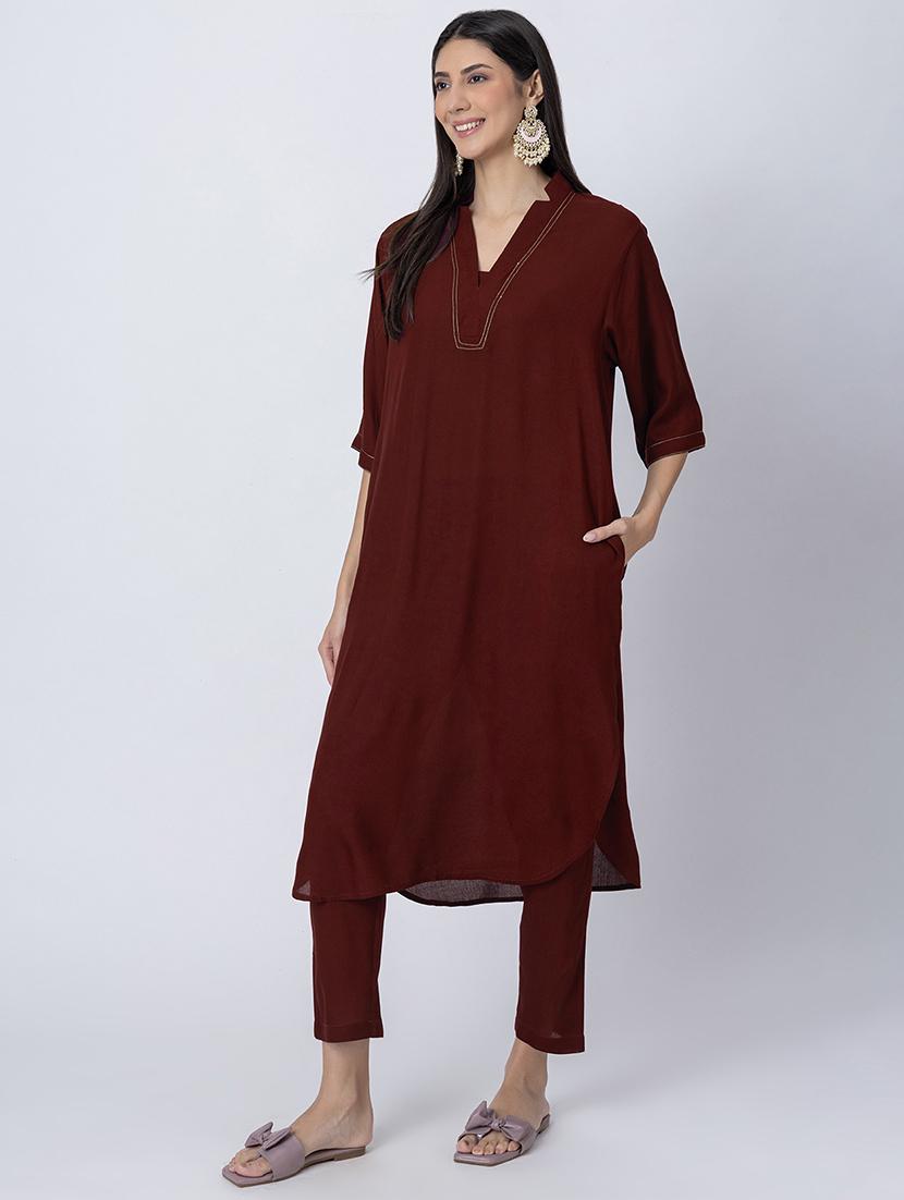 women solid mandarin neck straight kurta - 21645810 - Standard Image - 2