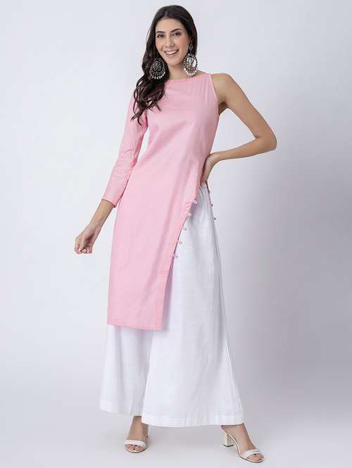 women solid boat neck front slit kurta - 21645818 - Standard Image - 0