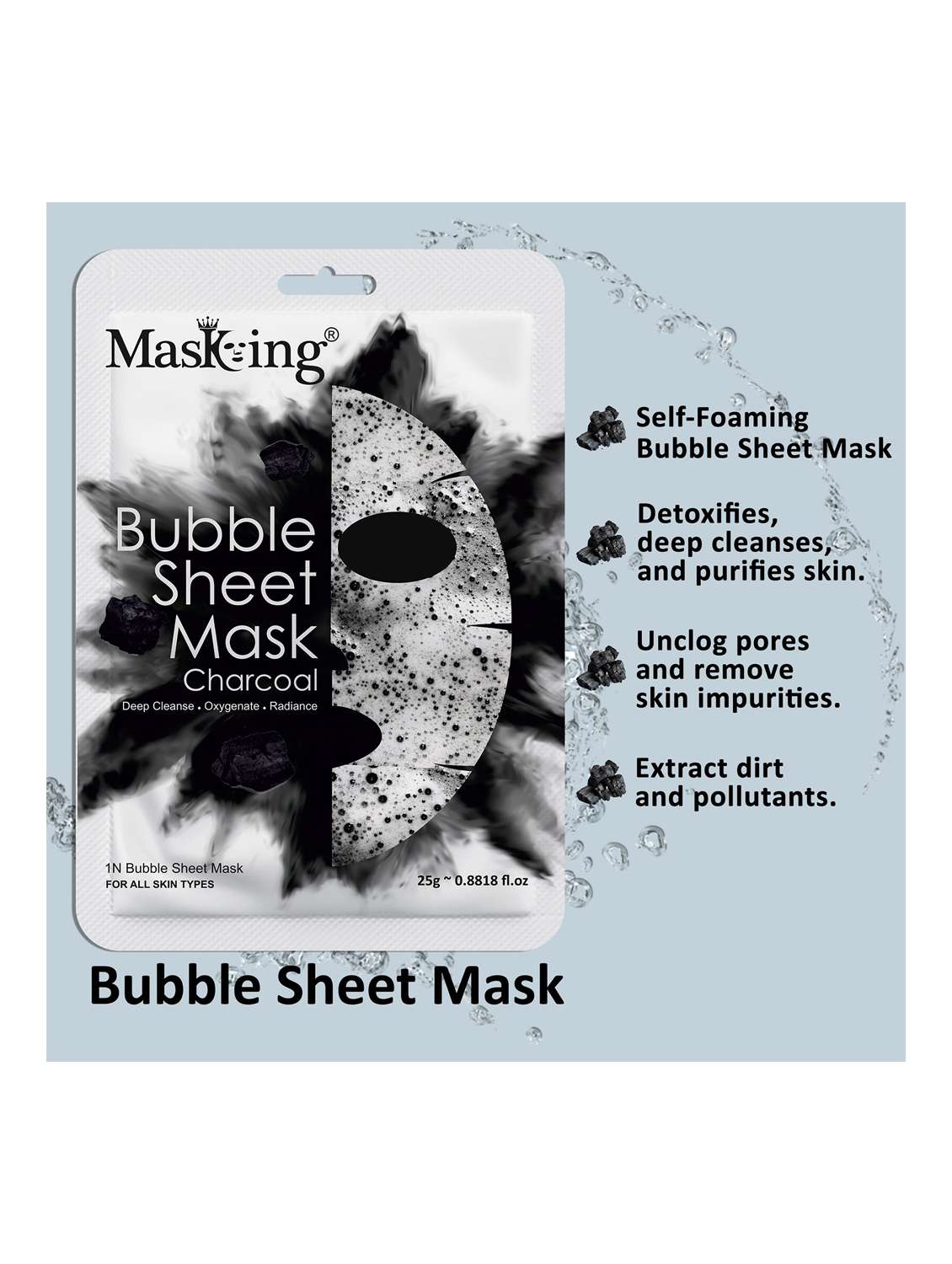 masking skin deep cleansing, anti-pollution, bubble sheet mask (pack of 1) - 21645846 - Standard Image - 2