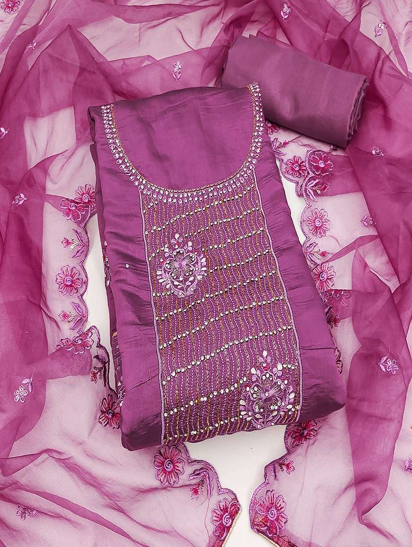 women embroidered 3-piece unstitched dress material 