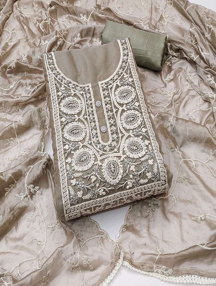 women embroidered 3-piece unstitched dress material 