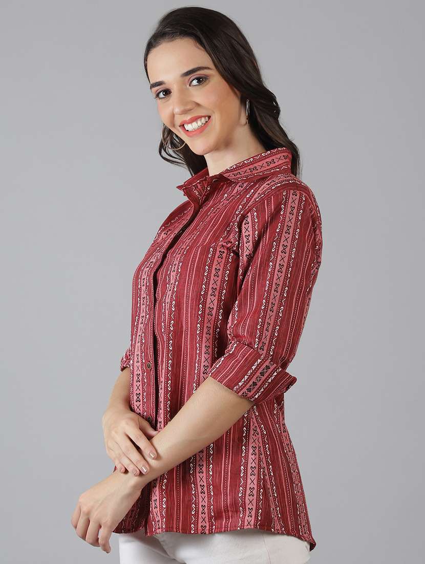 women printed collared regular fit shirt - 21645886 -  Standard Image - 2