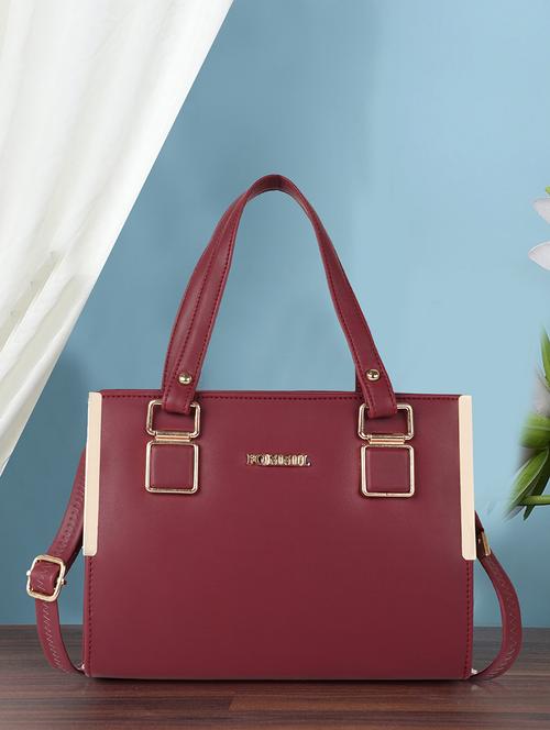 maroon leatherette (pu) handbag - 21645996 -  Standard Image - 0