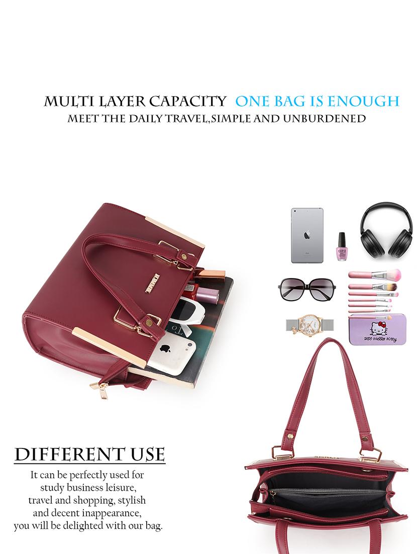 maroon leatherette (pu) handbag - 21645996 - Standard Image - 2