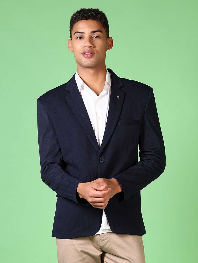 men long sleeves striped single breasted casual blazer