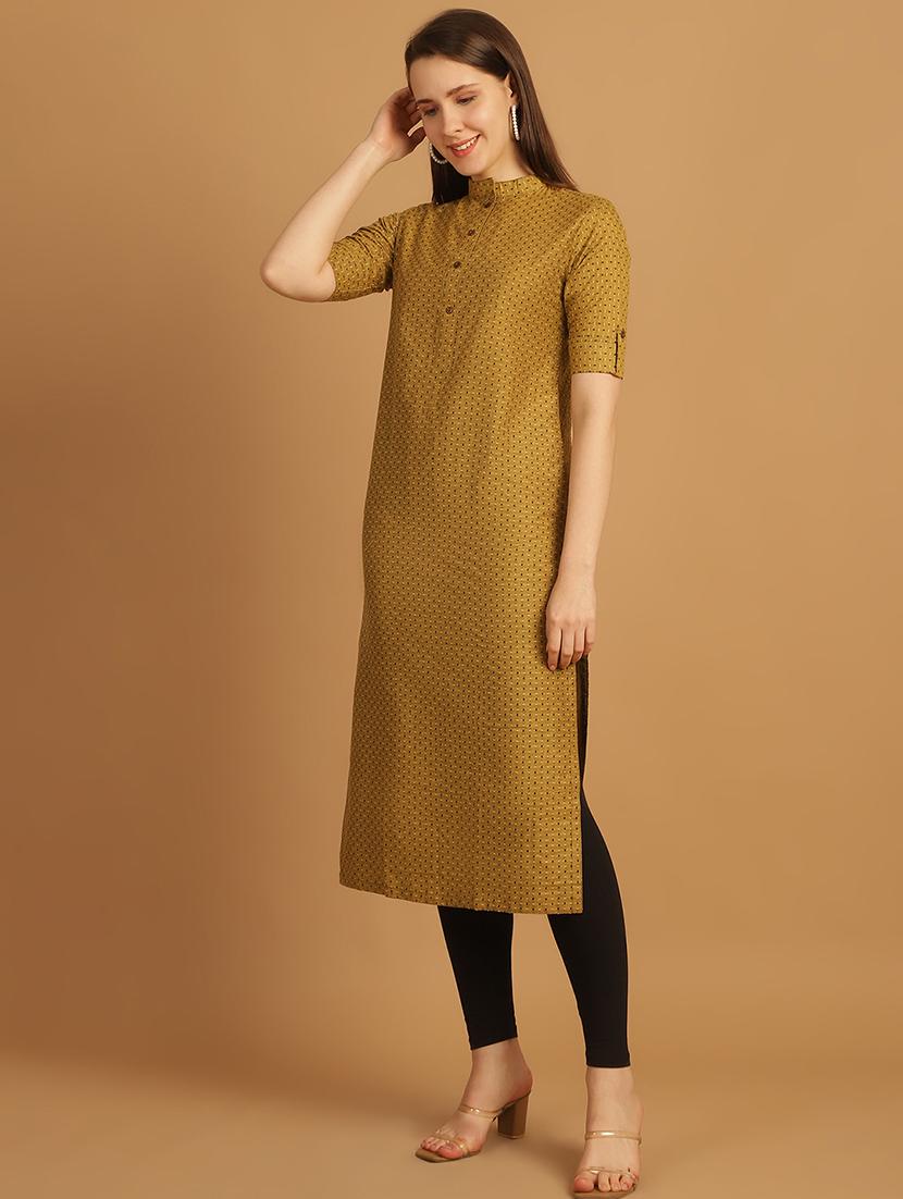 women self design roll up sleeve straight kurta - 21646373 - Standard Image - 2