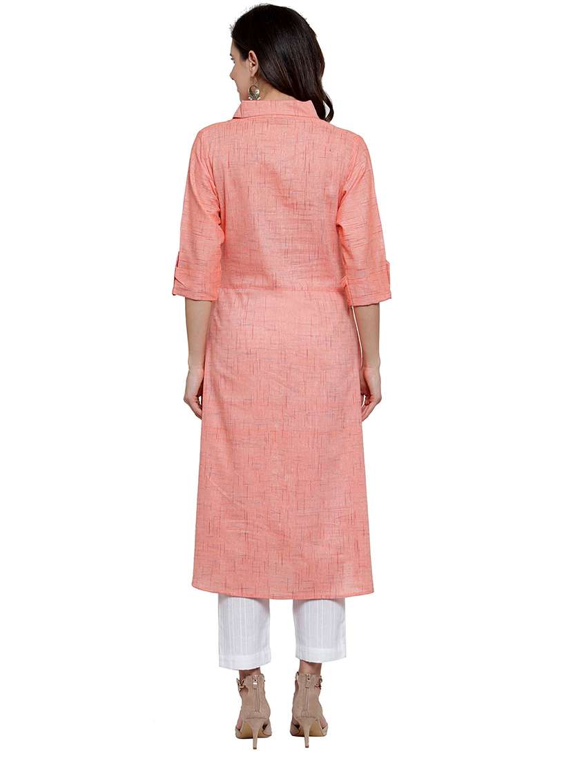 women self design three quarter sleeve a-line kurta - 21646383 -  Standard Image - 2