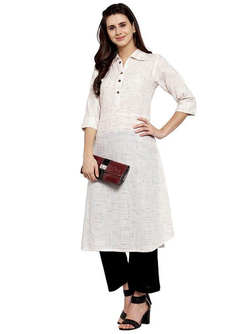 women self design three quarter sleeve a-line kurta - 21646388 -  Standard Image - 0