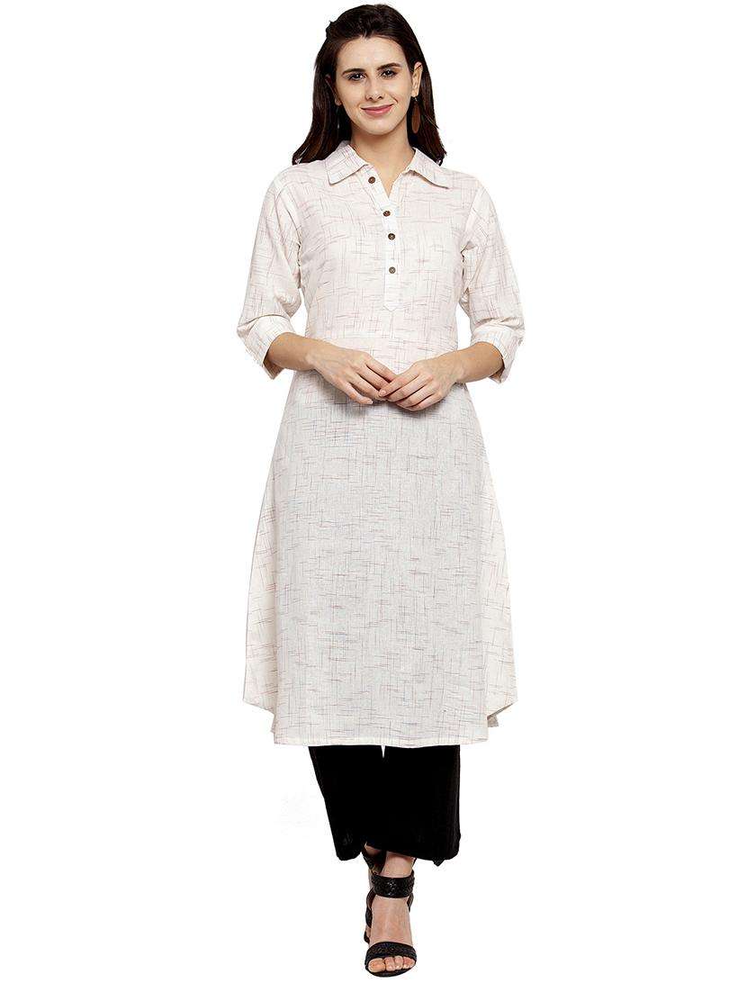 women self design three quarter sleeve a-line kurta - 21646388 -  Standard Image - 2