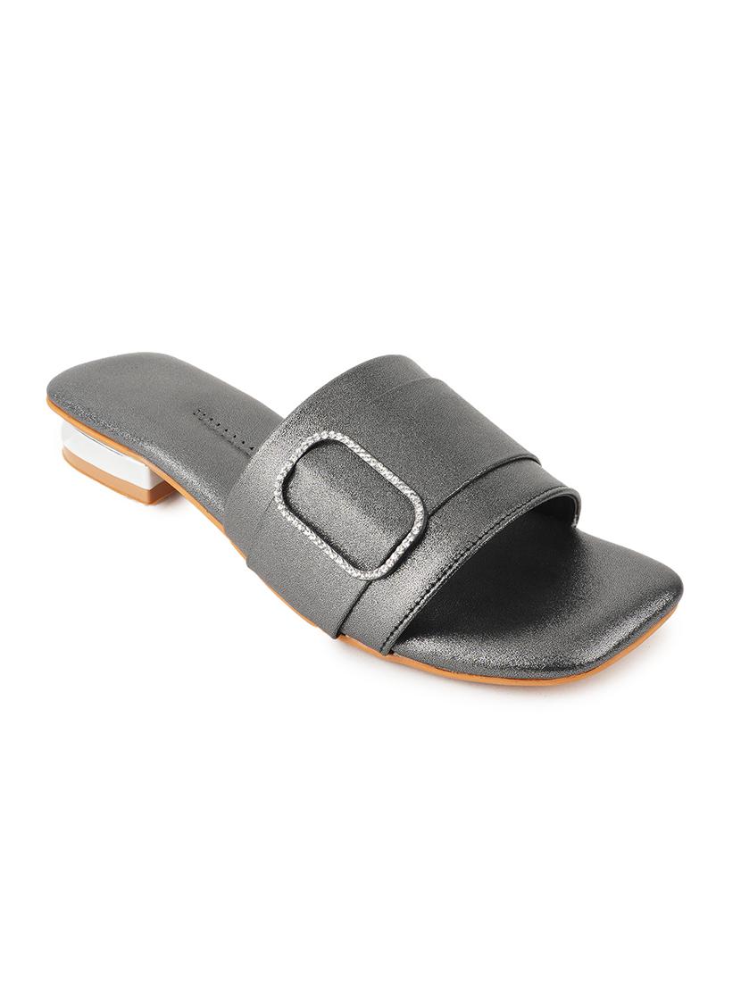 grey synthetic slip on sandals - 21646532 - Standard Image - 2