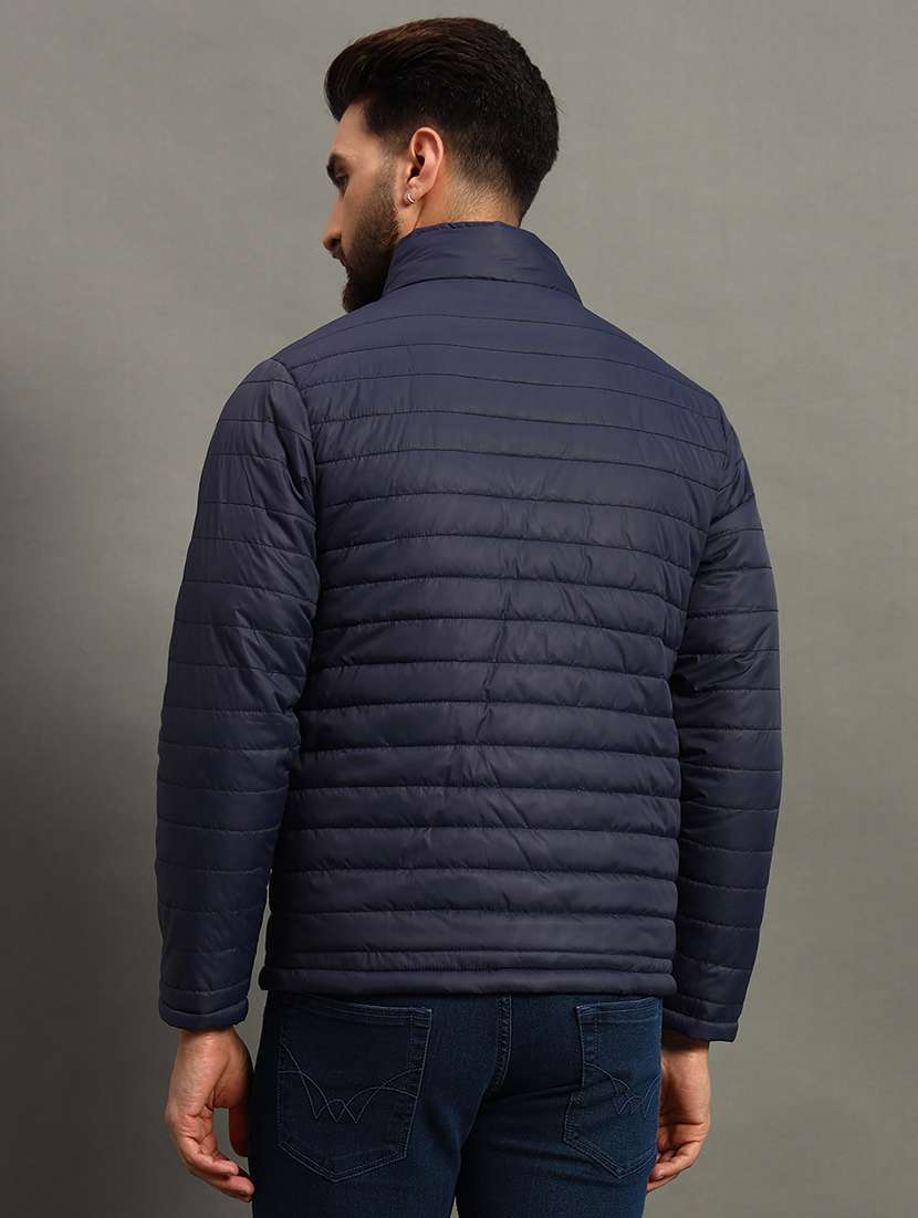 men solid stand collar neck quilted jacket - 21646551 -  Standard Image - 2