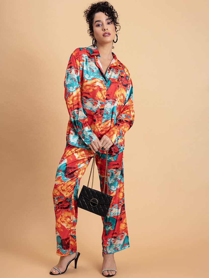 women printed shirt and trouser co-ord set